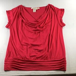 Cottage Max Studio Fuschia Y2K Cowl Neck Cap Sleeve Top Size L